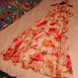 R&K.  Floral Dress with neck sash